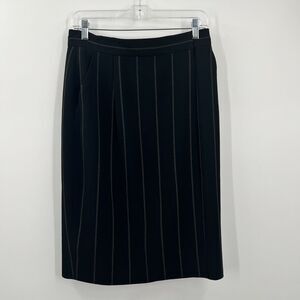 VTG NWT Dana Buchman Wrap Skirt 12 Pinstripe Blue Wool Academia Minimalist